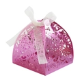 Pink hollow laser-cut butterfly candy box with a white organza ribbon bow on top - Nail Powder