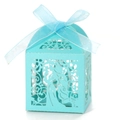Boîte cadeau ajourée bleu clair découpée au laser avec ruban et silhouette élégante - Bleu Turquoise