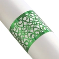 Vibrant emerald green laser-cut floral napkin ring with reflective metallic finish - Mirror Dark Green