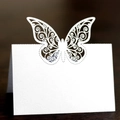 Elegante segnaposto a farfalla tagliato al laser in carta bianca per matrimoni e banchetti - Bianco