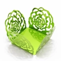Metallic green laser cut rose pattern cupcake wrapper for festive party favors - Mirror Yellow Green