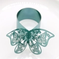 Rond de serviette papillon bleu sarcelle avec motif ajouré découpé au laser - Indigo