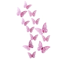 Stickers muraux papillon 3D rose avec motifs floraux complexes découpés au laser - Pack (12 Unités) / Poudre pour ongles