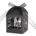 Elegant black laser-cut graduation candy box with Class of 2021 text and a black ribbon bow - Black Khaki