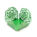Bright green metallic laser-cut cupcake wrappers with intricate floral lace pattern - Mirror Dark Green