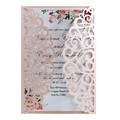 Pink laser cut wedding invitation card with floral insert for festive celebrations - Light Pink