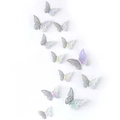 Lot de 12 stickers muraux papillon 3D avec découpe laser et effet miroir arc-en-ciel - Pack (12 Unités) / Iridescent miroir
