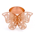 Rose gold butterfly napkin ring with hollowed floral pattern and mirror finish - Mirror Rose Gold