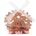 Elegant rose gold butterfly hollow candy gift box with white ribbon and laser cut design - Mirror Rose Gold