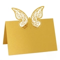 Marque-place papillon découpé au laser en papier métallisé doré pour mariages et fêtes - Or
