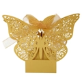 Elegante scatola per caramelle dorata tagliata al laser con rose e nastro per matrimonio - Giallo Oro