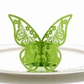 Light green laser-cut butterfly napkin ring with intricate floral hollowed patterns - Mirror Yellow Green