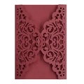 Elegant burgundy laser-cut floral wedding invitation cover made of premium pearlescent paper - Burgundy
