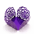 Laser-cut dark purple metallic rose hollow cupcake wrappers for wedding and party favor decor - Mirror Dark Purple
