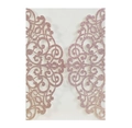 Invito tagliato al laser in oro rosa glitterato con intricati motivi a pergamena vuoti - Oro Champagne Scintillante