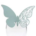 Segnaposto farfalla 3D ciano con motivo a intaglio laser per decorazione matrimonio - Blu Chiaro Perlato