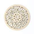 Sottobicchiere in legno tagliato al laser con motivo mandala floreale naturale - Stile Sottobicchiere Legno 28 (Wooden Mat-28)