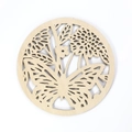 Sottobicchiere tondo in legno intagliato al laser con farfalle e decori floreali - Stile Farfalla Floreale (Sottobicchiere in Legno-35)