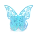 Laser-cut light blue paper butterfly napkin ring with hollow floral pattern - Rainbow Blue