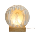 Veilleuse globe créative LED 3D en papier découpé avec silhouette de couple et socle - Lampe Boule-D / Ivoire