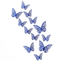 Vibrant royal blue 3D hollow butterfly wall stickers with intricate laser-cut floral patterns - Pack (12 Units) / Mirror Dark Blue