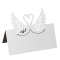 Eleganti segnaposti a cuore con cigno tagliati al laser in carta perlata bianca - Bianco