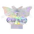 Iridescent laser-cut butterfly wedding favor box with hollow rose patterns and white ribbon - Mirror Iridescent