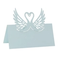 Elegant light blue laser-cut swan place cards for weddings with a heart-shaped design - Pearl Pale Blue