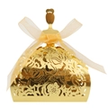 Scatola di caramelle silhouette ragazza dorata con motivi floreali laser e fiocco giallo - Oro Specchio