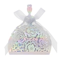 Scatola per dolci olografica a forma di abito da principessa con nastro bianco - Iridescente specchio