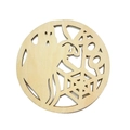 Halloween wooden round coasters featuring ghost, spider web and BOO cutout designs - Ghost and BOO Pattern (木垫-18)