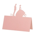 Segnaposto matrimonio rosa perlato con silhouette di sposi tagliata al laser - 10*10CM / Rosa
