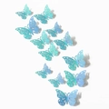 3D hollow butterflies in blue-green gradient finish for creative wall decoration - Pack (12 Units) / Rainbow Blue