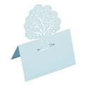 Light blue laser-cut tree design place card for weddings with rose hollow patterns - Pearl Pale Blue