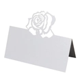 Élégant marque-place en papier perlé blanc avec motif de rose ajouré découpé au laser - 10*10CM / Blanc
