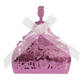 Scatola regalo rosa a forma di principessa con intaglio laser floreale e fiocco bianco - Polvere per unghie