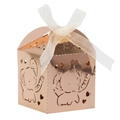 Rose gold elephant hollow candy box with heart pattern and white ribbon bow - Mirror Rose Gold