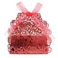 Scatola regalo rossa intagliata al laser con rose e nastro per confetti di nozze e feste - Rosso specchio
