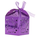 Elegant purple hollow laser-cut elephant candy box with matching silk ribbon bow - Mirror Dark Purple