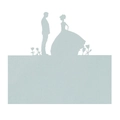 Dusty blue laser-cut wedding place card with bride and groom silhouette and floral detail - 10*10CM / Pearl Pale Blue