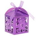 Scatola regalo viola metallizzata con orsetto traforato e fiocco di nastro per feste - Viola scuro specchio