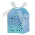 Laser light blue elephant hollow candy box with ribbon for birthday party favors - Rainbow Blue