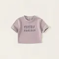 Kurzärmeliges Mädchen-Crop-T-Shirt in Helllila aus Baumwolle mit gesticktem Buchstabenmuster - 90 / Lila