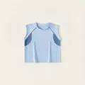 Light blue boys sleeveless sport tank top with dark blue side contrast patchwork design - 80 / Blue
