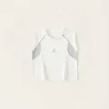 Boy's white sleeveless sports vest with grey mesh side panels and central logo print - 80 / White