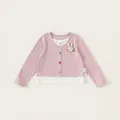 Roze gelaagd shirt met lange mouwen voor meisjes met gekleurde knopen en konijn-patch - 80 / Pre-order Roze