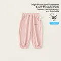 Rosa Kinder Insektenschutzhose mit UPF 50+ Sonnenschutz und elastischem Bund - Rosa / 80
