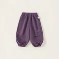 Pantalones cargo morado oscuro para niño con cintura elástica y estampado INSBOBO - 80 / Morado