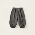 Pantalón cargo gris oscuro para niño con cintura elástica y detalles en rodilla - 80 / Gris