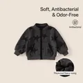 Dark grey fleece toddler jacket with black star print and cozy warm plush lining - 80 / Dark Grey (Fleece Lined)